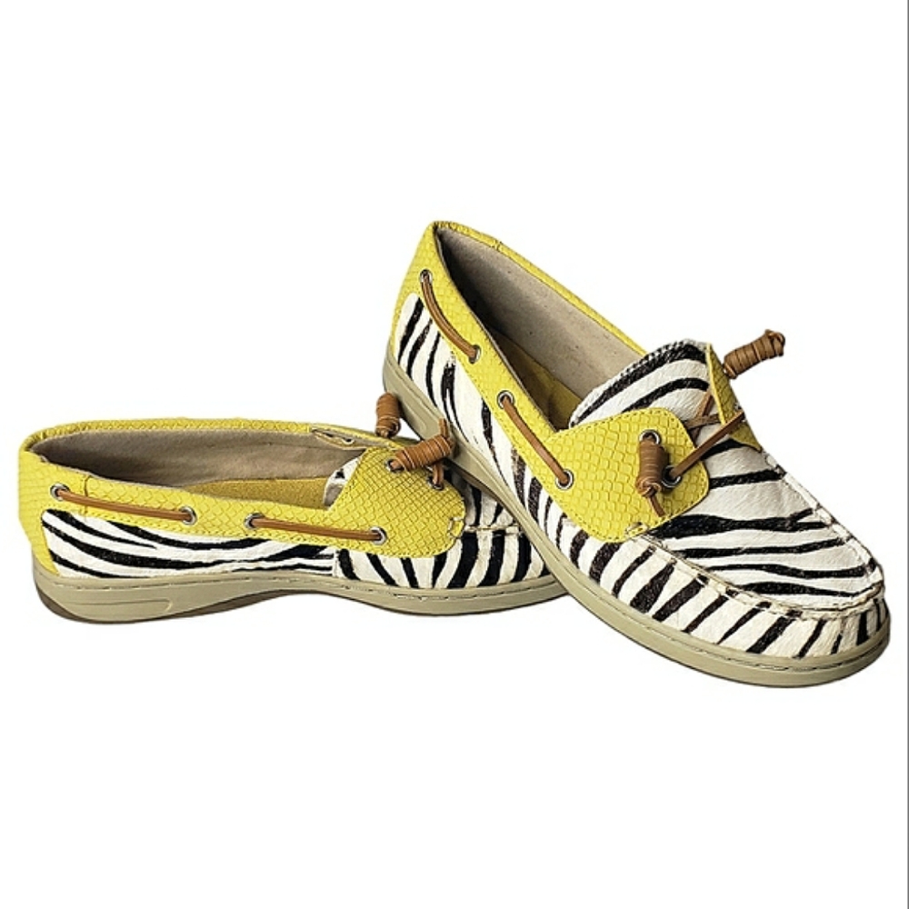 Maui Island Boat Loafer Mixed Media  Slip-on Artsy Leather Zebra Pony Hai…